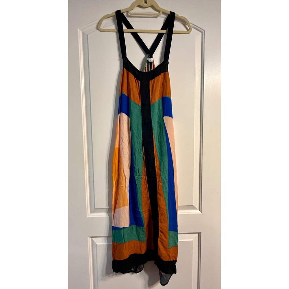 O'Neill Midi Tank Dress Large Multicolor Geometric T-Back Boho Festival Breezy